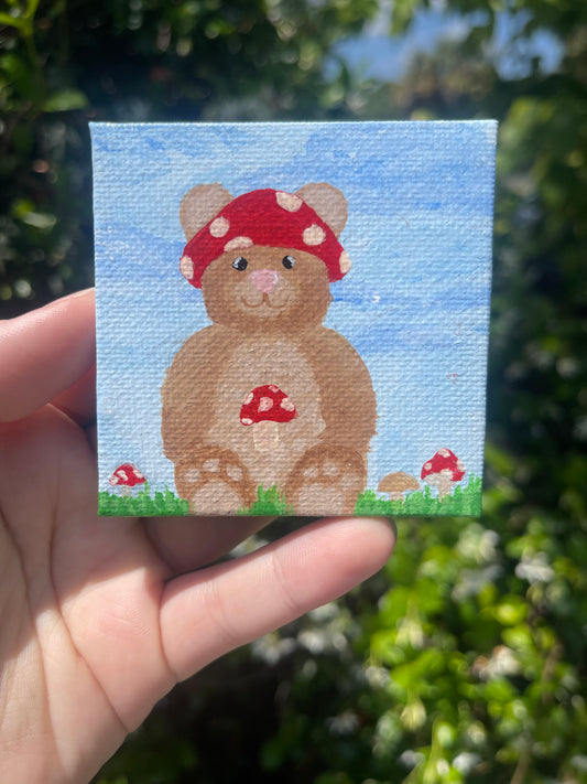 Mini mushroom bear painting
